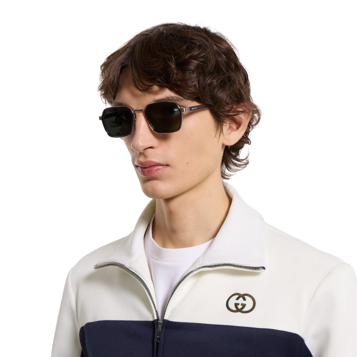 Gucci Men Square Frame Dark Grey Sunglasses