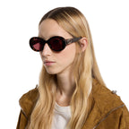 Gucci Women Oval Frame Shiny Brown Tortoiseshell Sunglasses
