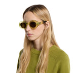 Gucci Women Oval Frame Shiny Green Sunglasses