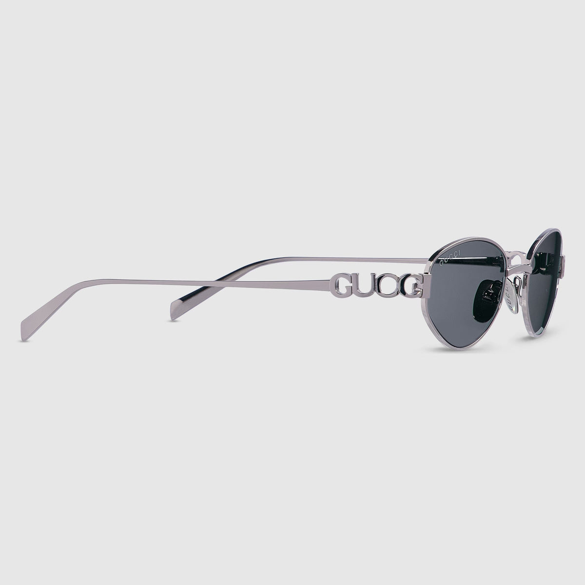 Gucci Women Oval Frame Light Ruthenium Sunglasses