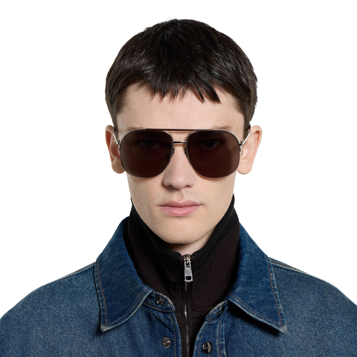 Gucci Women Navigator Frame Silver Sunglasses