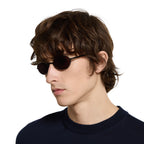 Gucci Women Oval Frame Dark Ruthenium Sunglasses
