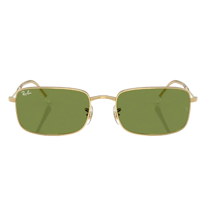 Ray Ban Women Rectangle Frame Polished Gold Sunglasses