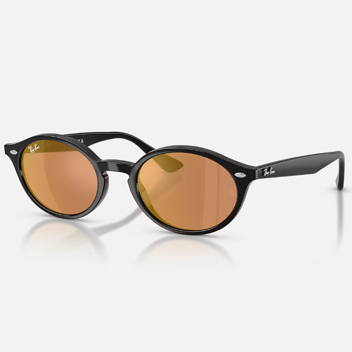 Ray Ban Women Oval Frame Polished BlackSunglasses