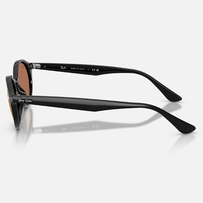 Ray Ban Women Oval Frame Polished BlackSunglasses
