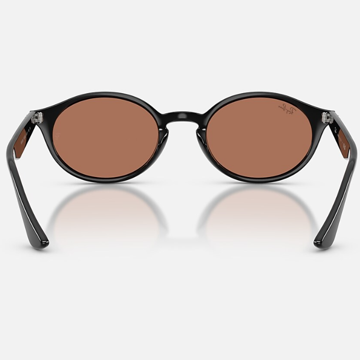 Ray Ban Women Oval Frame Polished BlackSunglasses