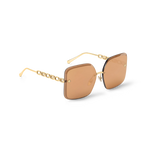 Louis Vuitton Women Square Frame Metallic Gold Sunglasses