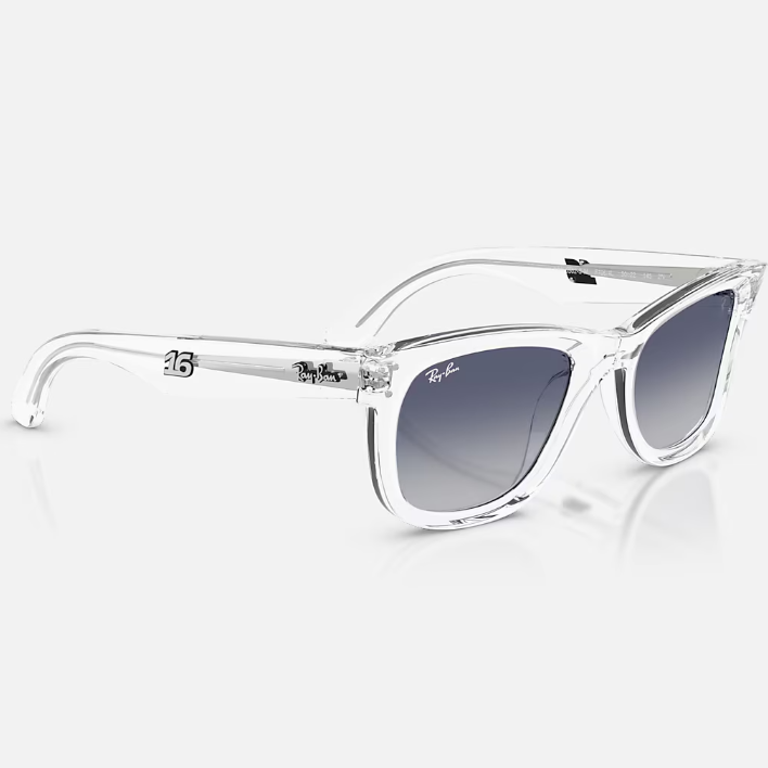 Ray Ban Women Square Frame Polished Transparent Sunglasses