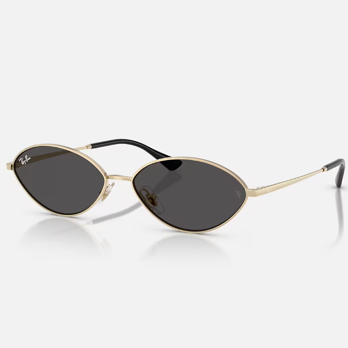 Ray Ban Women Oval Frame Polished Pale Gold Sunglasses