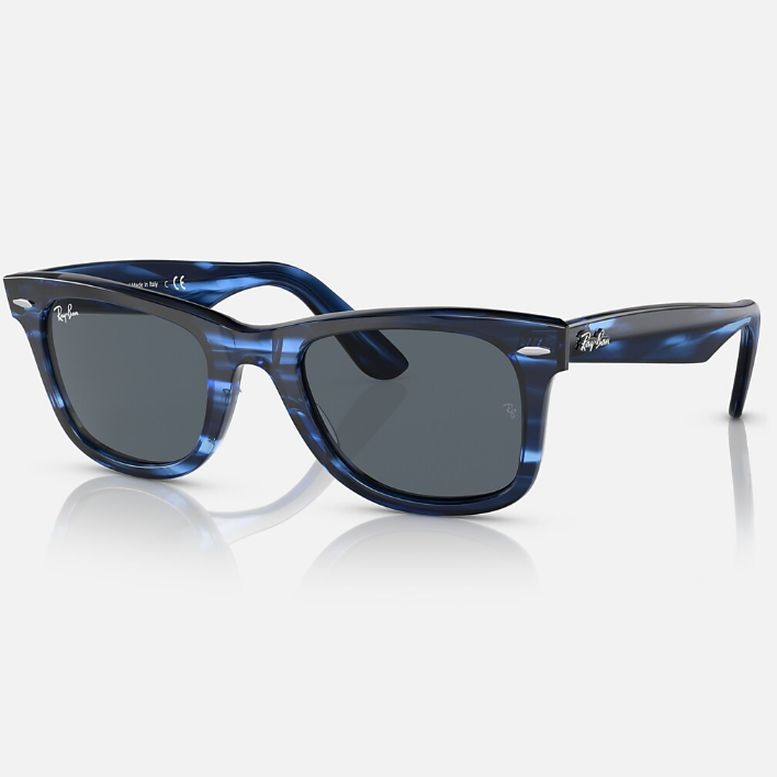 Ray Ban Women Square Frame Polished Striped Blue Sunglasses
