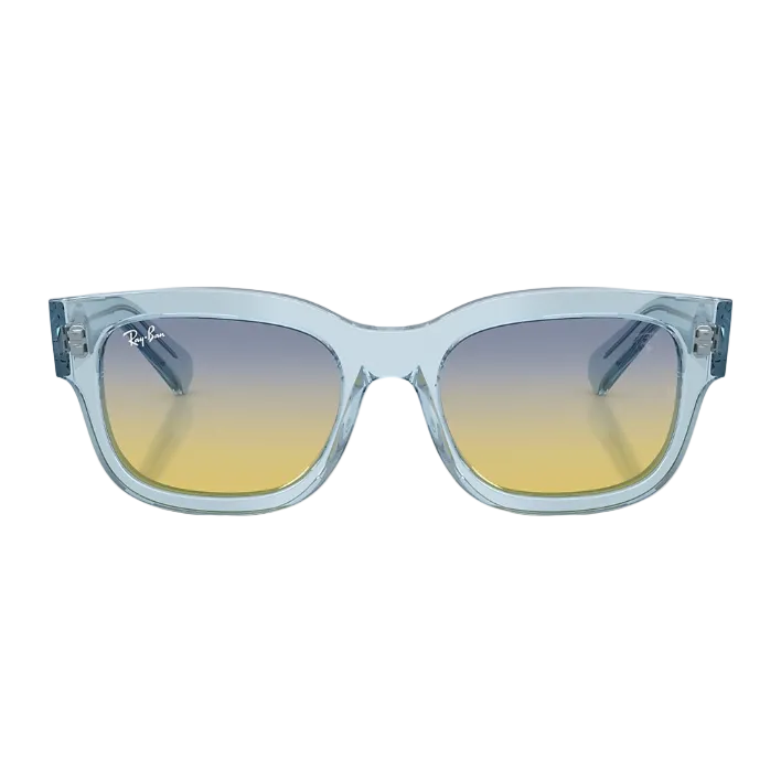 Ray Ban Men Square Frame Transparent Light Blue Sunglasses