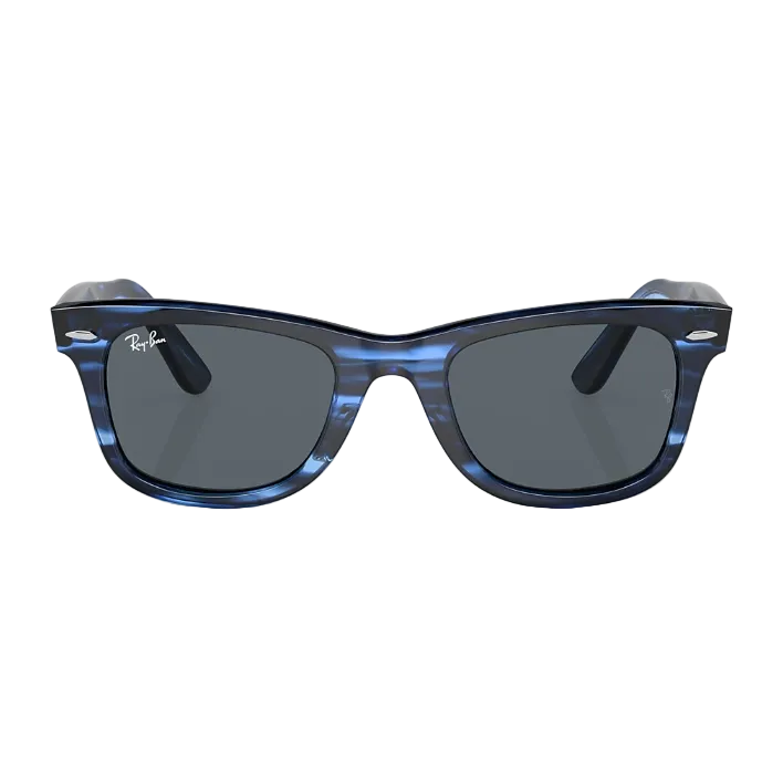Ray Ban Women Square Frame Polished Striped Blue Sunglasses