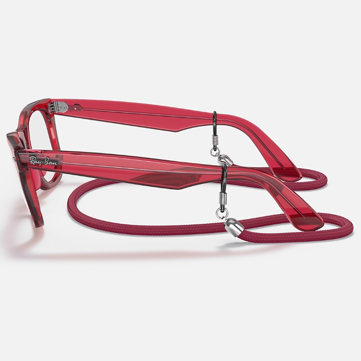 Ray Ban Women Square  Frame Polished Transparent Red Sunglasses