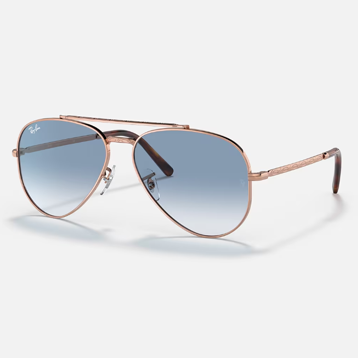 Ray Ban Men Pilot Frame Polished Rose Gold Sunglasses
