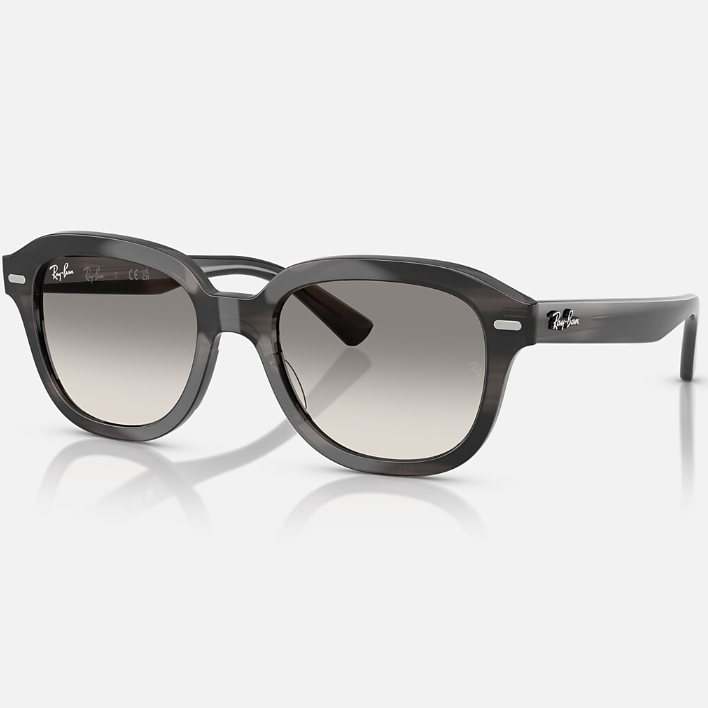 Ray Ban Women Square Frame Polished Striped Grey Sunglasses
