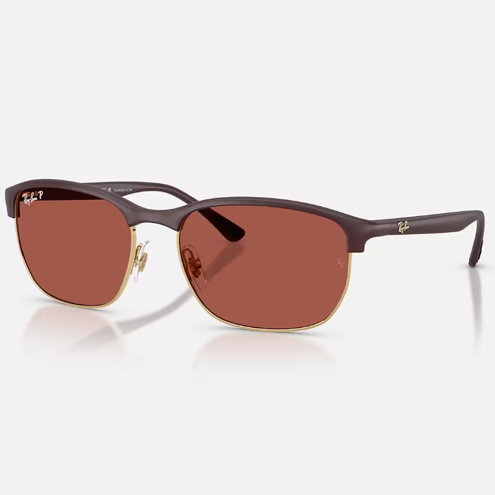 Ray Ban Women Square Frame Matte Sand Violet Sunglasses