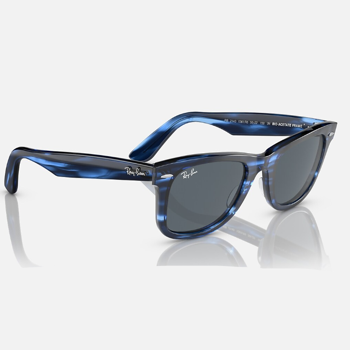 Ray Ban Women Square Frame Polished Striped Blue Sunglasses