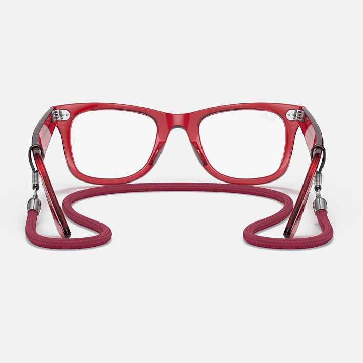 Ray Ban Women Square  Frame Polished Transparent Red Sunglasses
