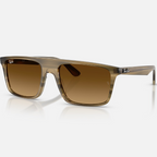 Ray Ban Women Square Frame Polished Striped Green Sunglasses