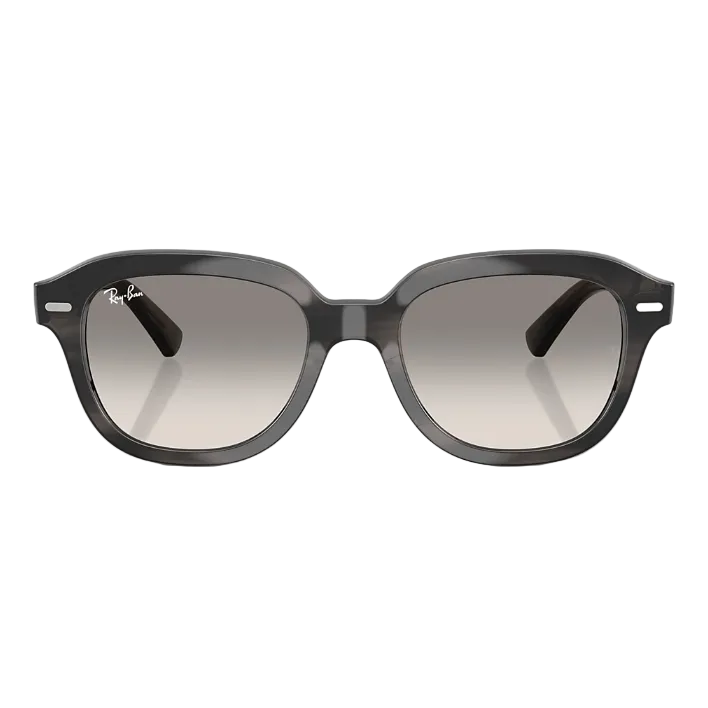 Ray Ban Women Square Frame Polished Striped Grey Sunglasses