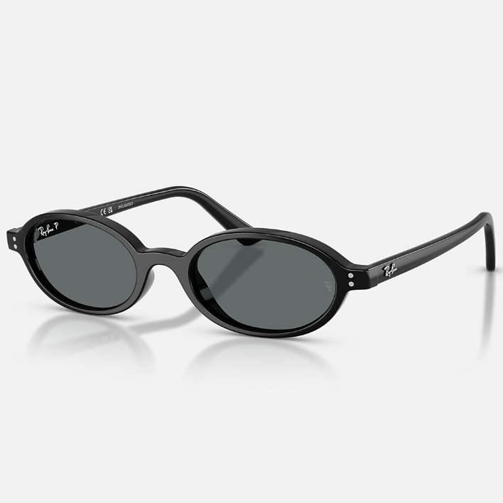 Ray Ban Women Oval Frame Polished Black Sunglasses