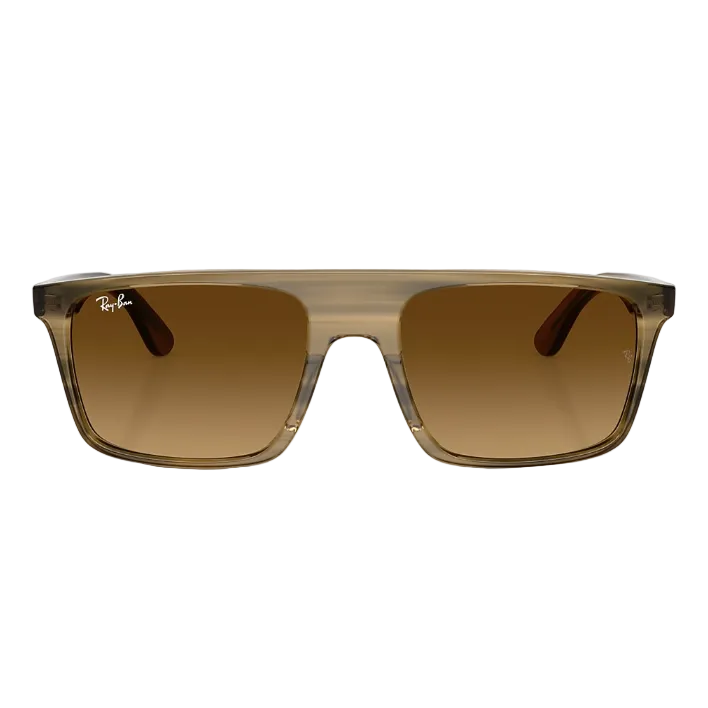 Ray Ban Women Square Frame Polished Striped Green Sunglasses