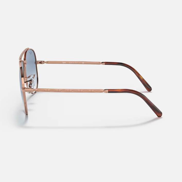 Ray Ban Men Pilot Frame Polished Rose Gold Sunglasses