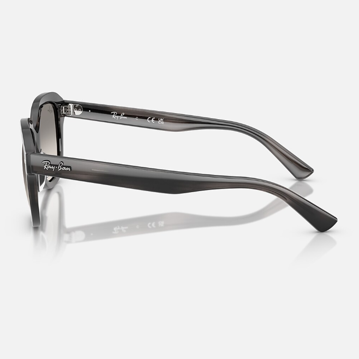 Ray Ban Women Square Frame Polished Striped Grey Sunglasses