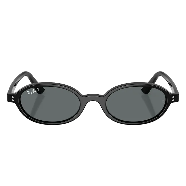 Ray Ban Women Oval Frame Polished Black Sunglasses