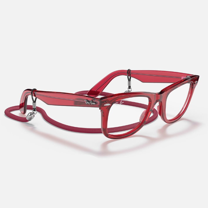 Ray Ban Women Square  Frame Polished Transparent Red Sunglasses