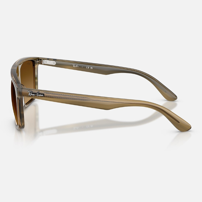 Ray Ban Women Square Frame Polished Striped Green Sunglasses