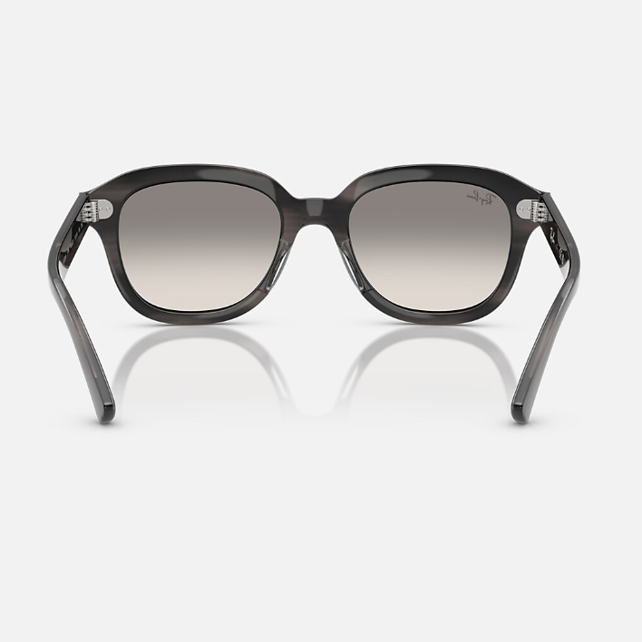 Ray Ban Women Square Frame Polished Striped Grey Sunglasses