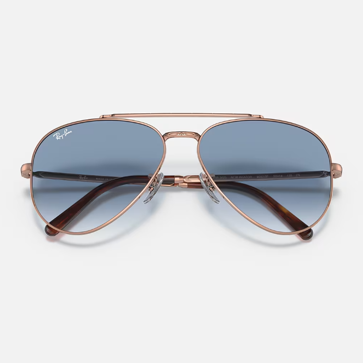 Ray Ban Men Pilot Frame Polished Rose Gold Sunglasses