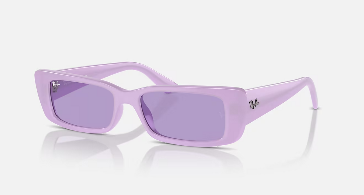 Ray Ban Women Rectangle Frame  Polished Lilac Sunglasses