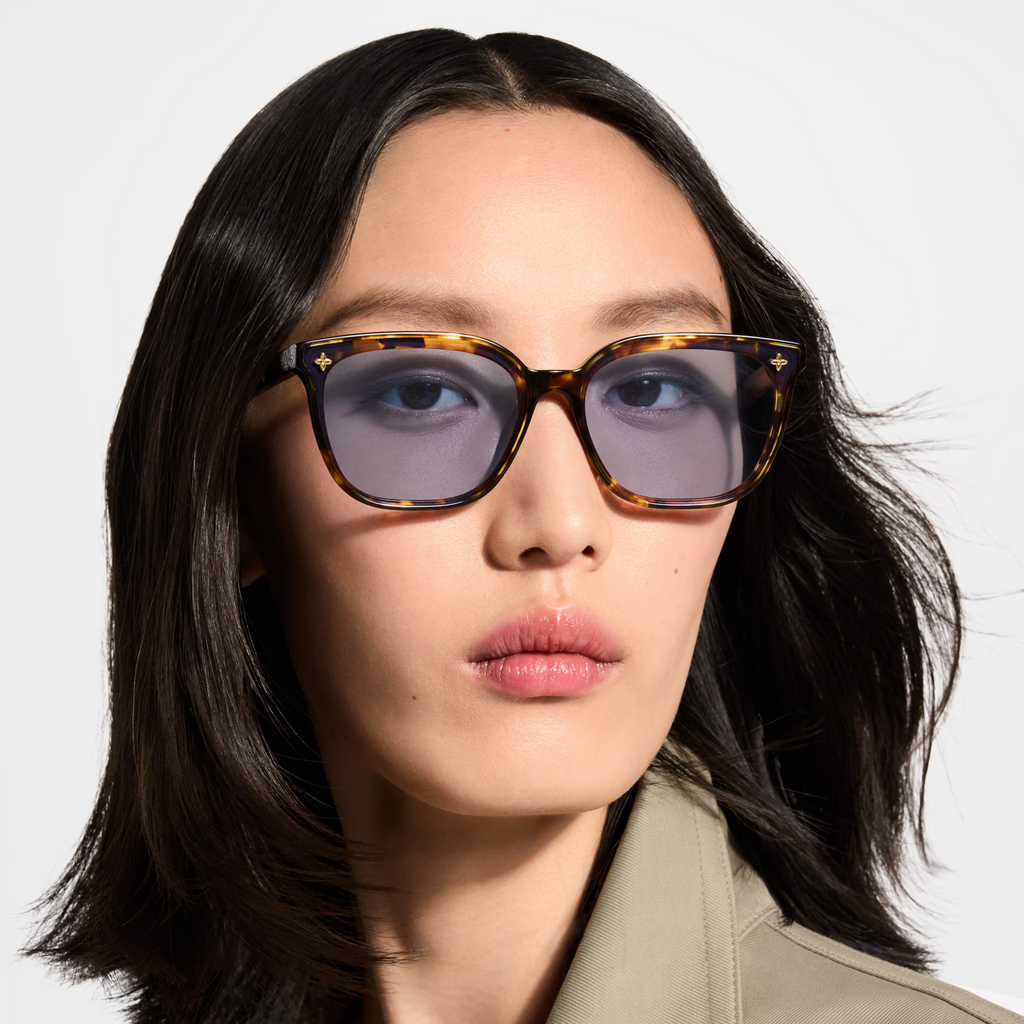 Louis Vuitton Women Rectangle Frame Brown Tortoise Sunglasses