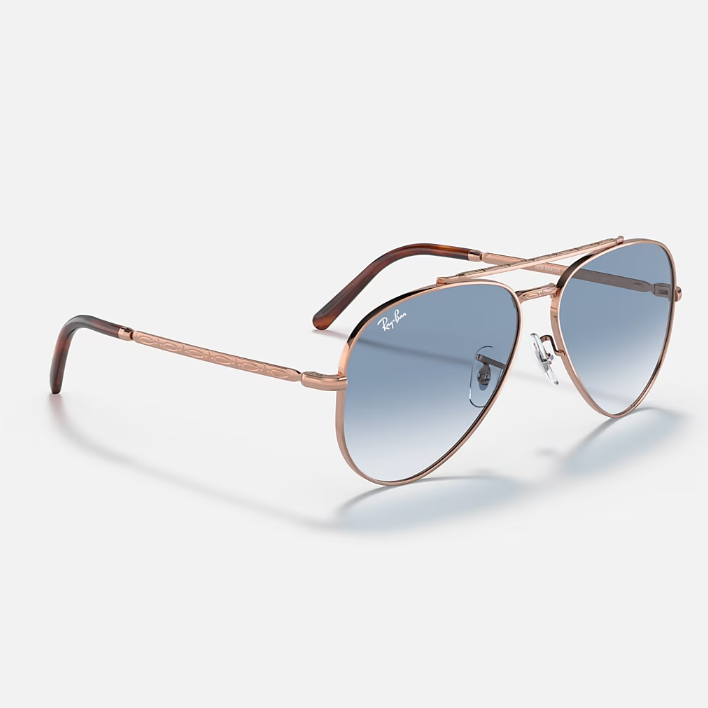 Ray Ban Men Pilot Frame Polished Rose Gold Sunglasses