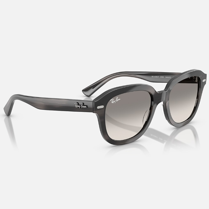 Ray Ban Women Square Frame Polished Striped Grey Sunglasses