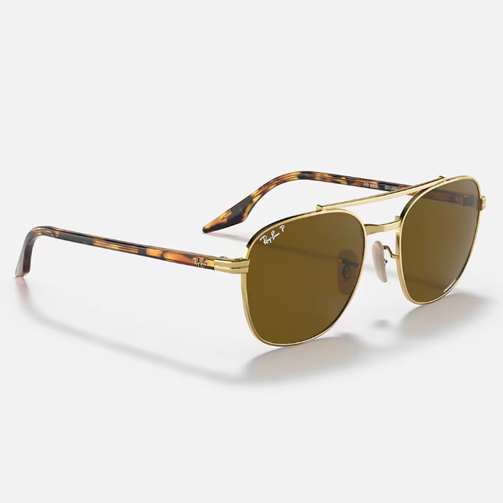 Ray Ban Women Square Frame Golden Bronze Sunglasses