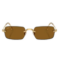 Ray Ban Men Rectangle Frame Polished Arista Gold Sunglasses