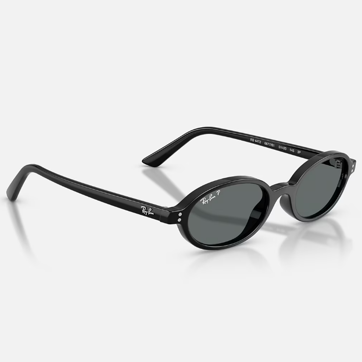 Ray Ban Women Oval Frame Polished Black Sunglasses