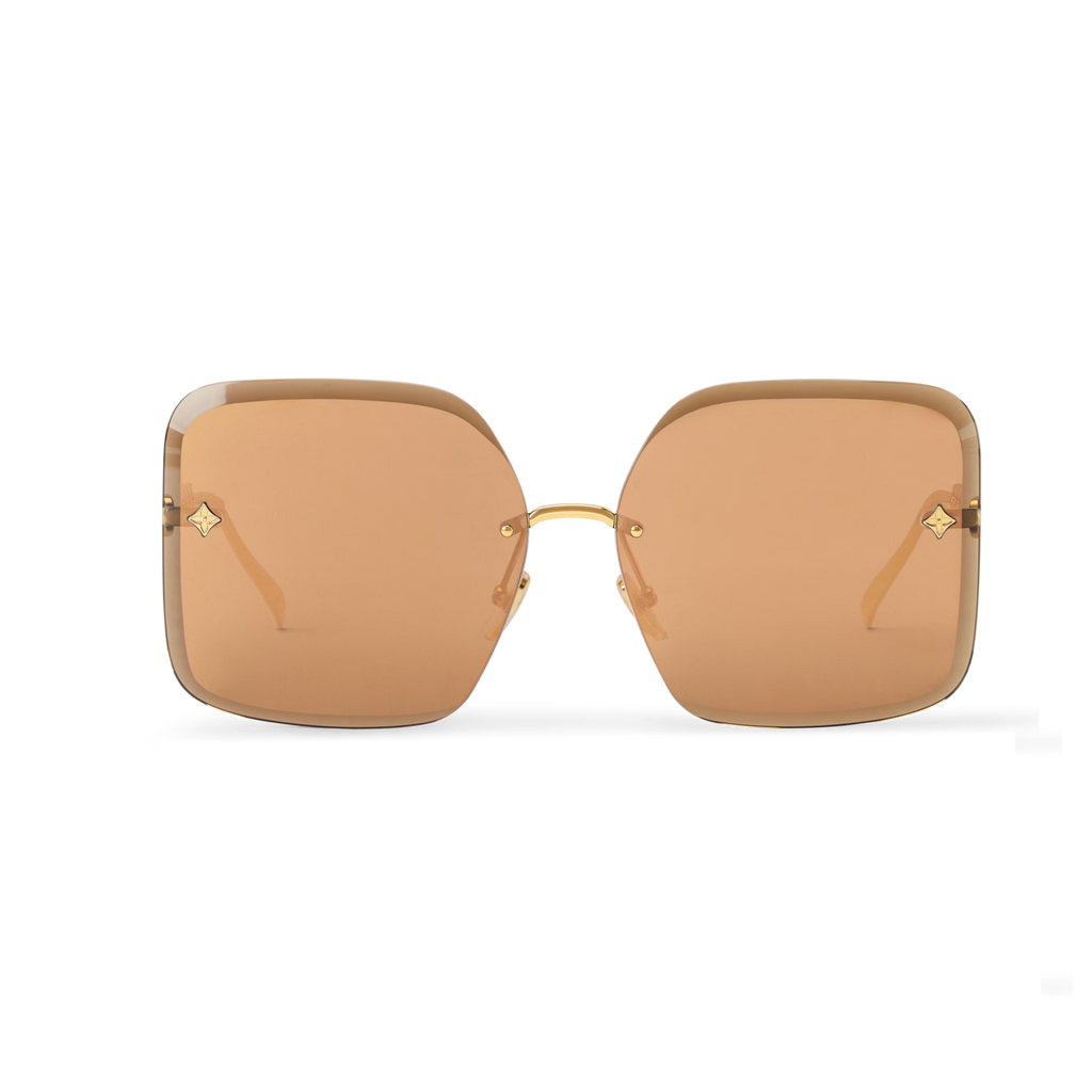 Louis Vuitton Women Square Frame Metallic Gold Sunglasses