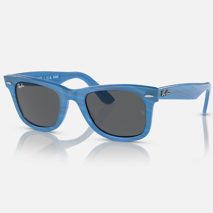 Ray Ban Women Square Frame Striped Blue Sunglasses