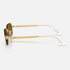 Ray Ban Men Rectangle Frame Polished Arista Gold Sunglasses
