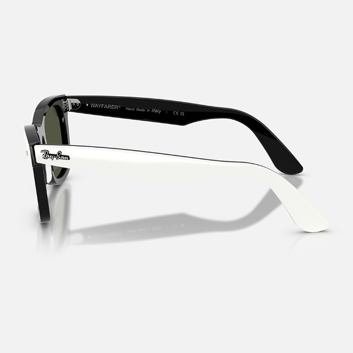 Ray Ban Women Square Polished White On Black Sunglasses