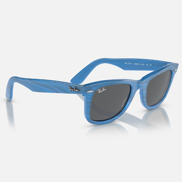 Ray Ban Women Square Frame Striped Blue Sunglasses