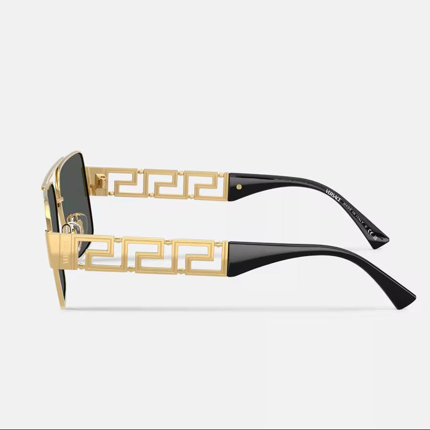 Versace Women Rectangular Frame Luxe Gold Sunglasses