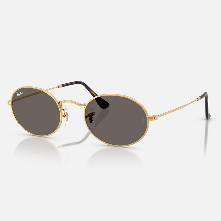 Ray Ban Women Oval Frame Golden Tan Sunglasses