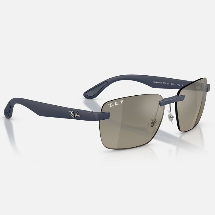 Ray Ban Men Irregular Frame Sand Dark Blue Sunglasses