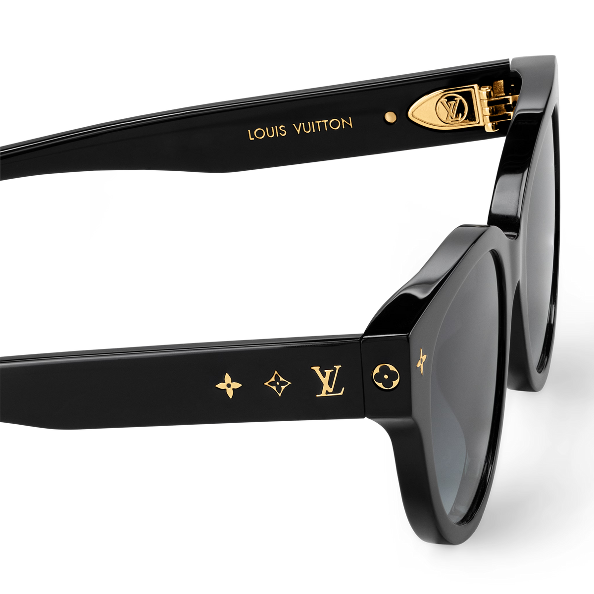 Louis Vuitton Women Round Frame Ash Black Sunglasses