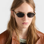Prada Women Irregular Frame  Pale Gold Sunglasses